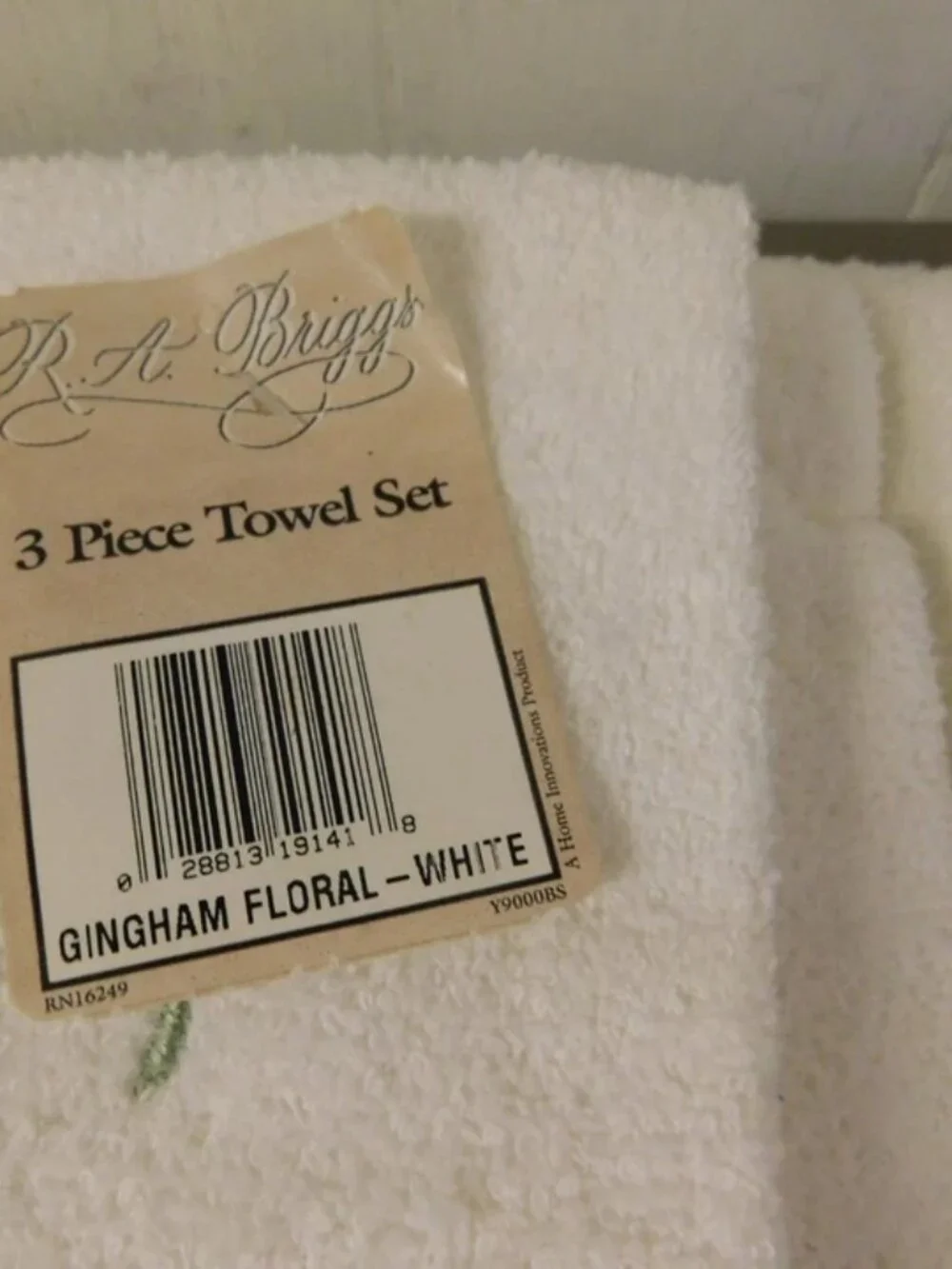 USA Made Cannon 100 % Cotton 3 pc Bath, Hand Towel Washcloth Set Gingham Floral